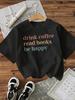 Casual with A Coffee Print Women T-Shirt Short Sleeve Round Neck Casual Top Women Tshirt
