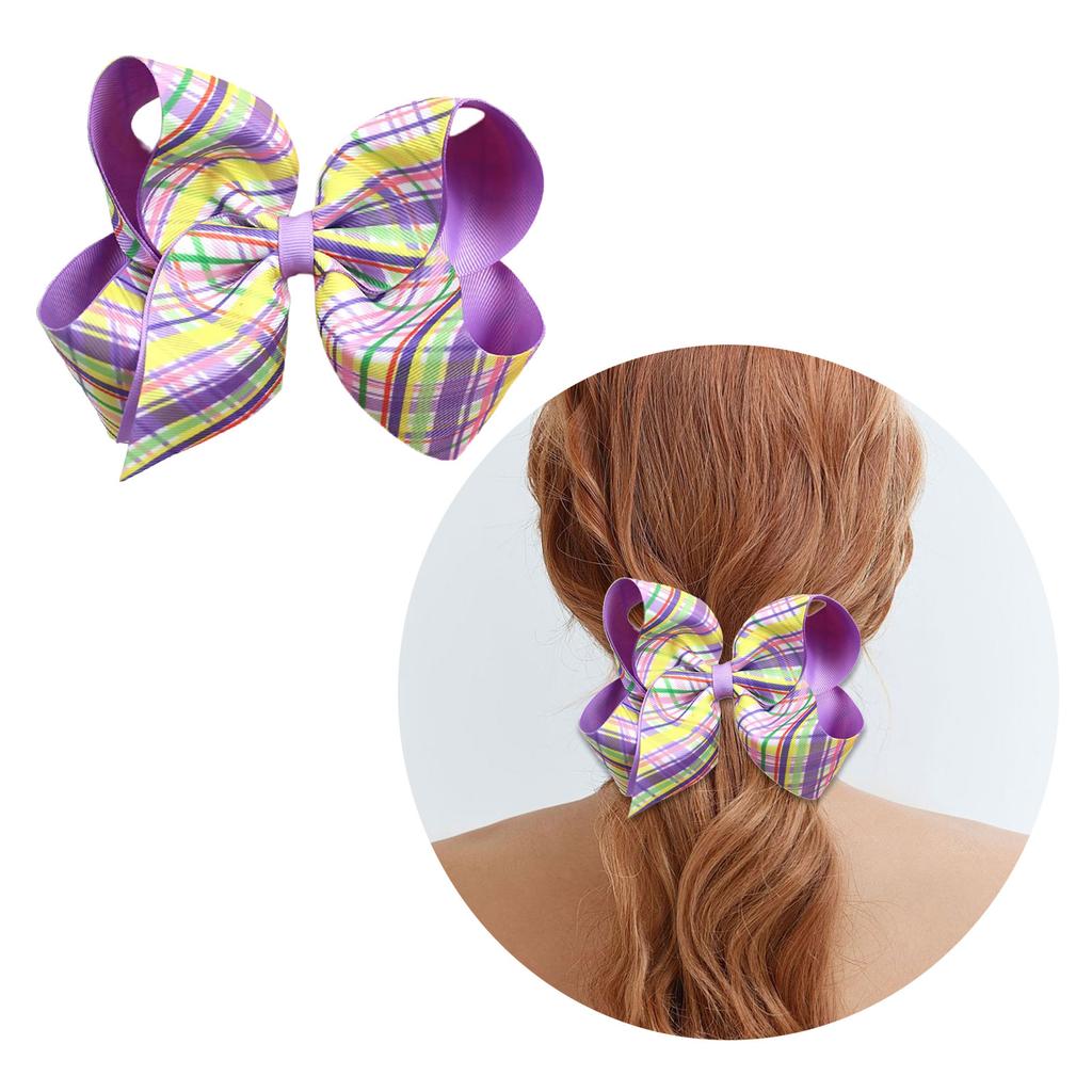 Easter Theme Bowknot Hair Barrette Bunny Egg Print Hair Clip for Kids Adults for Festival Parties and Gatherings