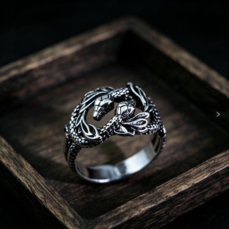 European & American Fashion Retro Smile Face Multi-layer Open Silver Ring - Trendy Korean Punk Simple Design for Women