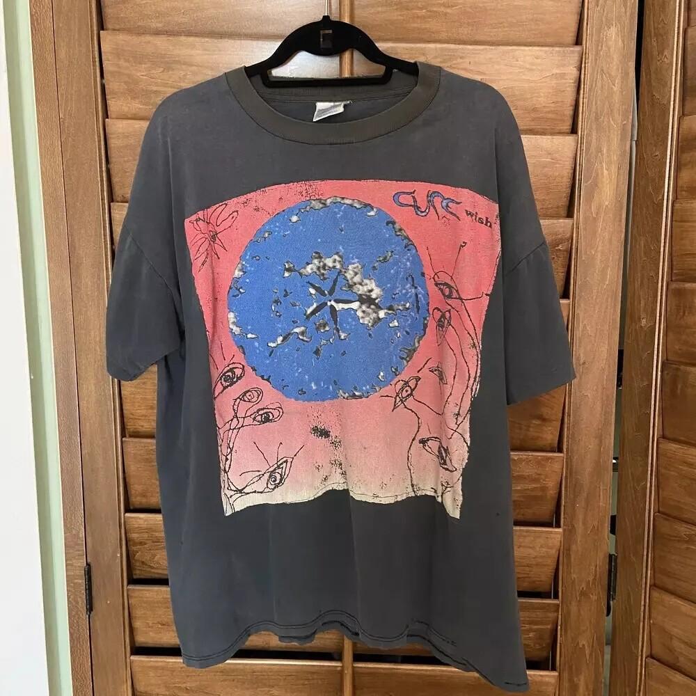 The Cure Wish Band Shirt The Cure Gift Fan Black Unisex Tshirt Reprint S-5XL S