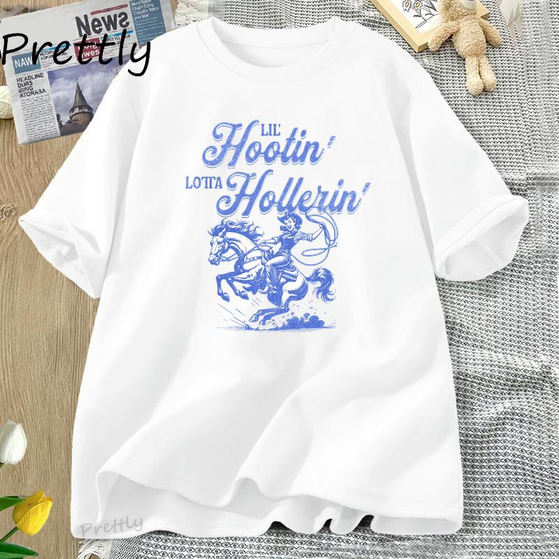 Cowgirl Vintage Graphic T Shirts Retro Cowboy Oversized Tshirt Western Country Girl Tshirt Round Neck Comfortable Street Top
