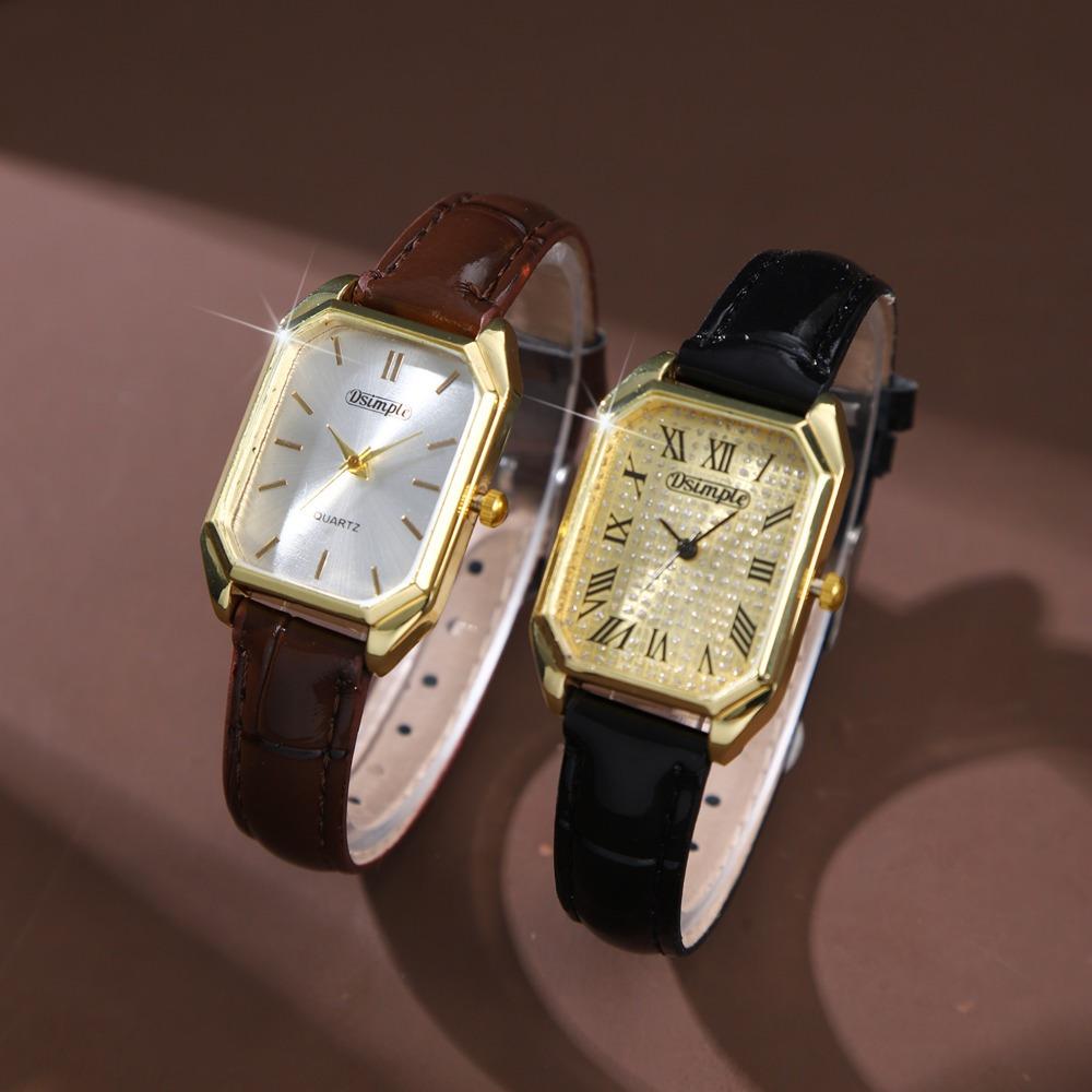

Набор женских часов, 2 шт./компл., женские кварцевые часы, набор, ремешок из ПУ кожи, дизайн квадратного циферблата, модные часы, идеально для дарителей
