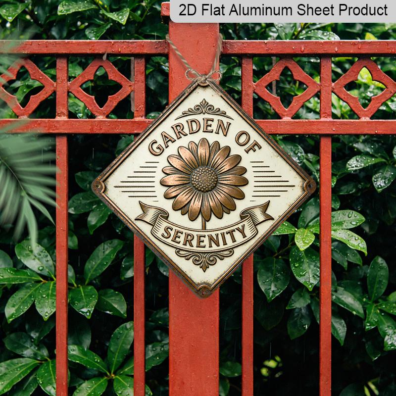 2D Flat, 1pc Vintage Serene Garden Theme Aluminum Wall Plaque - Thin Metal Sign Suitable for / Decoration - Memorial Gift for Father, Wall-Mounted