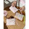 Small fresh floral quilted cotton change bag cute mini portable travel port red envelope storage card bag