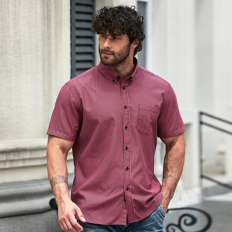 Men's Plus Size Plaid Short Sleeve Shirt