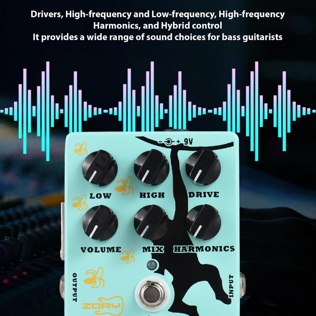 Daconovo Driver and DI Box Bass Effect Pedal for Electric Bass XLR Output Bass Amplifier True DC 9V with Interface Guitar, Pedal, Bypass, 6.35mm