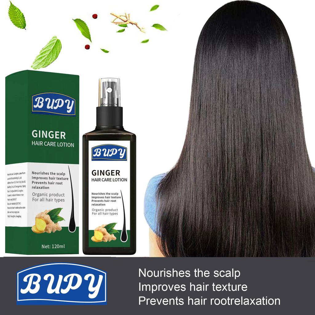 Lotion Capillaire au Gingembre, Solution Nutritive Rafraîchissante et Nourrissante pour le Cuir Chevelu et la Racine des Cheveux, Spray Fortifiant et Épaississant