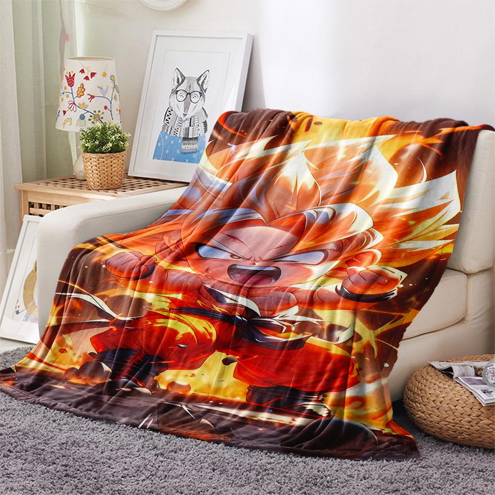 1PC Son Goku Patterned Flannel Blanket Suitable For All Seasons For Home Decor Warmth And Comfort Gifts Holiday Present