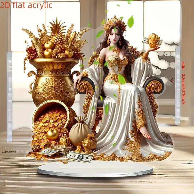 Böhmischer Stil Reichtumsgöttin Dekora Logo und Plakette mit leuchtenden Farben und realistischem Design geeignet für Heim- und Bürodekora