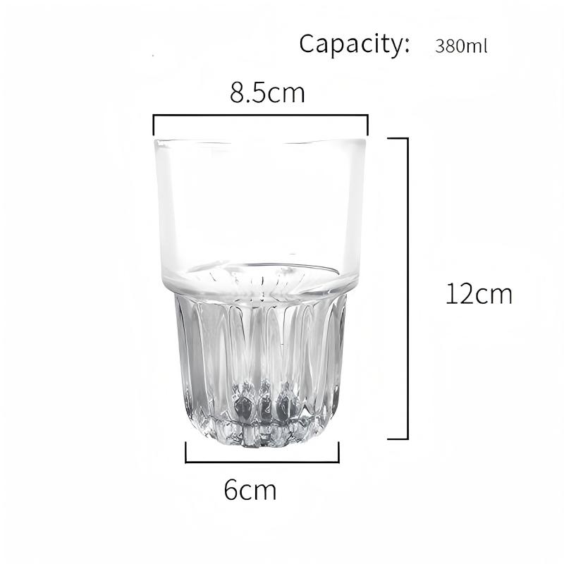 Pige Home 280ml/380ml Ain Bleifreie Stapelbare Glasbecher (Groß & Klein)