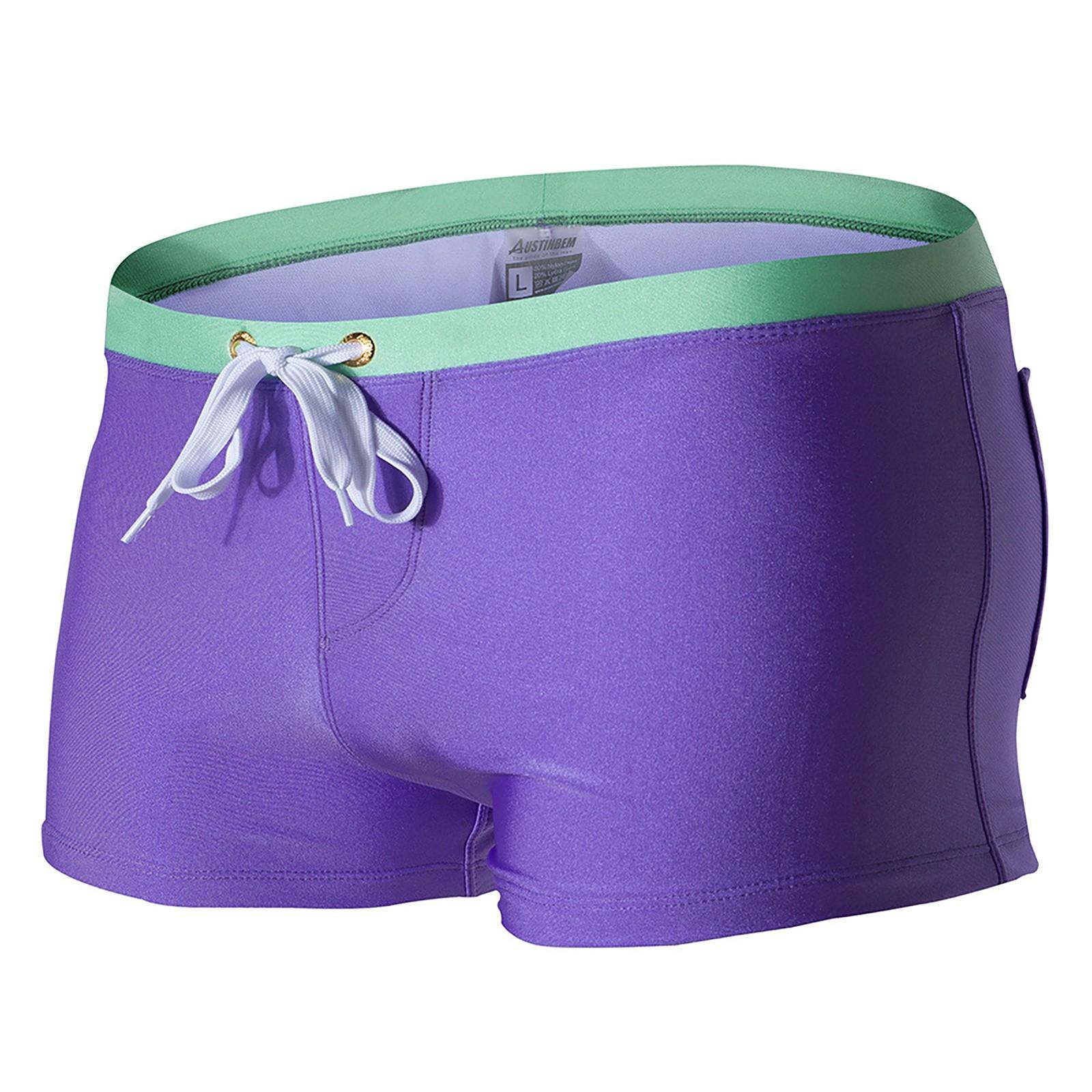 

Men Summer Before And After Pocket Beach Pool Fashion Swim Trunks Underwear L фиолетовый