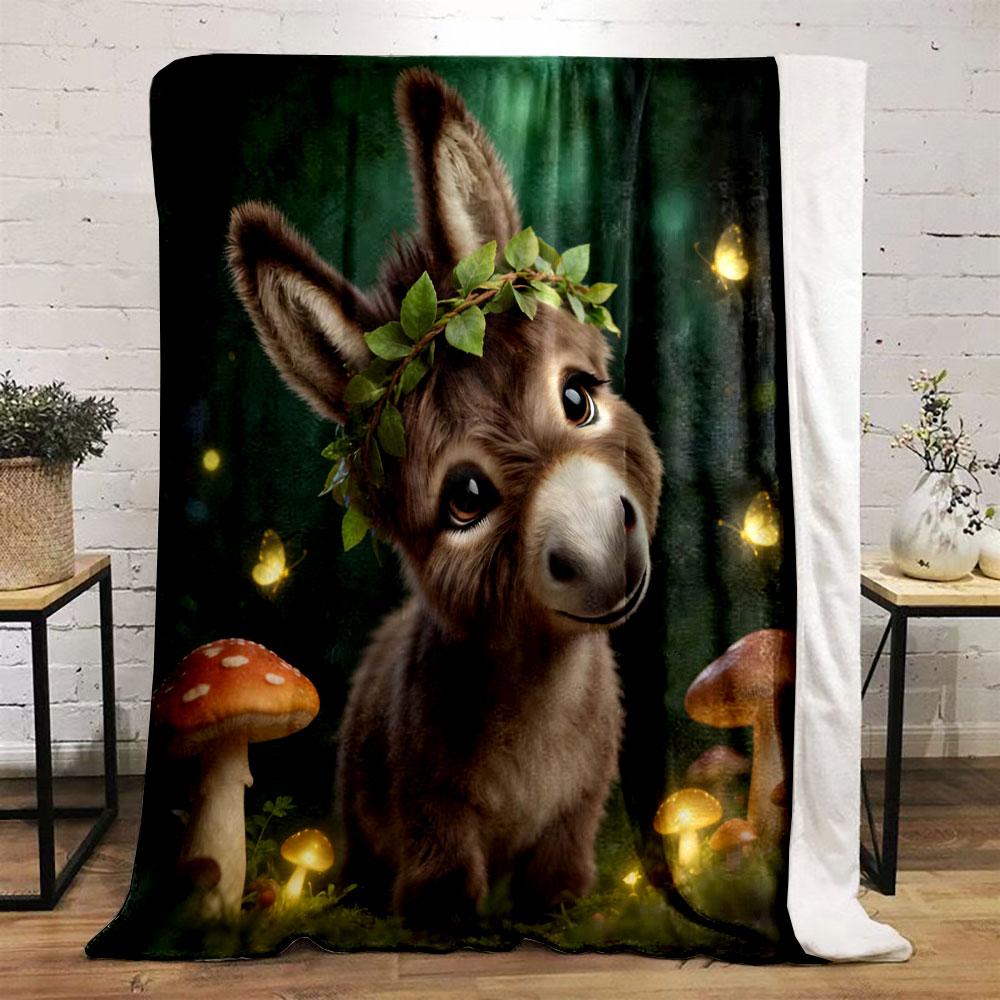 6 Styles A Cute Little Donkey Wearing A Flower Crown Print Blanket Home Travel Camping for Adults and Kids Luxury Gifts