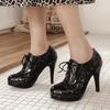Fashion Black Pink White Heeled Women's Pumps Shoes Lace Up High Heels Shoes Female Lace Party Wedding Shoes Ladies 2024 Spring