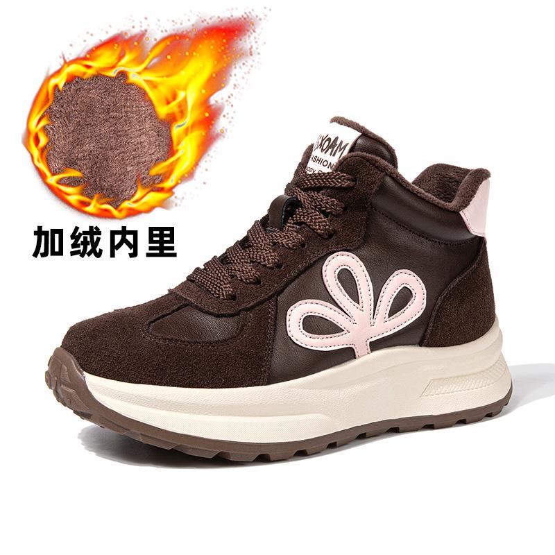 

Autumn and winter new high-top velvet women s shoes platform sports little white shoes women s genuine leather shoes women 40