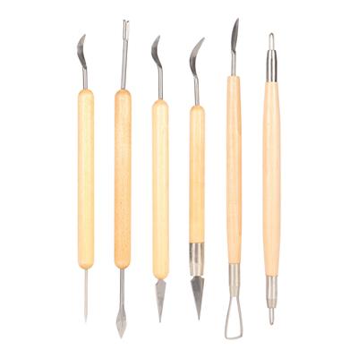 6 Stück Töpferton Modellierwerkzeug Professionelles Doppelendiges Holzgriff Ton Modellierwerkzeug Set für