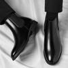 Winter Warm Men High Top Chelsea Rubber Boot Invisible Heel Men Lifted Boots Men Leather Platform Boots Height Increasing