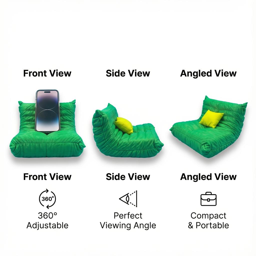 Sofa-Shaped Phone Stand | Cozy & Stylish Desktop Ornament for Desk, Bedside & Studio | Rotating Feature, Made of Plastic