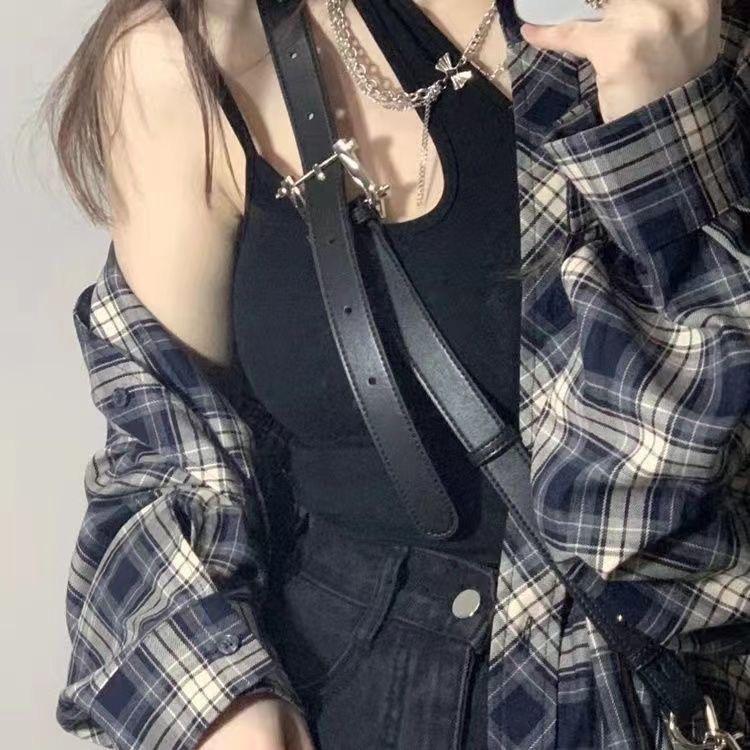 Plaid shirt women's spring and autumn new design sense niche outer wear sunscreen shirt high sense long sleeve top coat