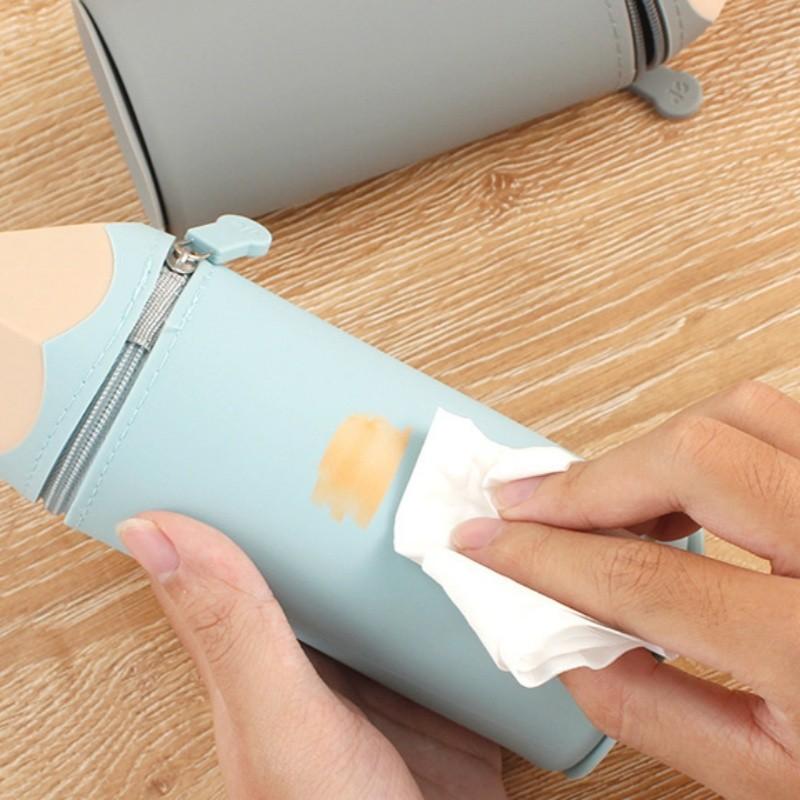 Creative Silicone Pencil Case Large Capacity Dirt Resistant with Suction Cup Pencil Case Student Stationery