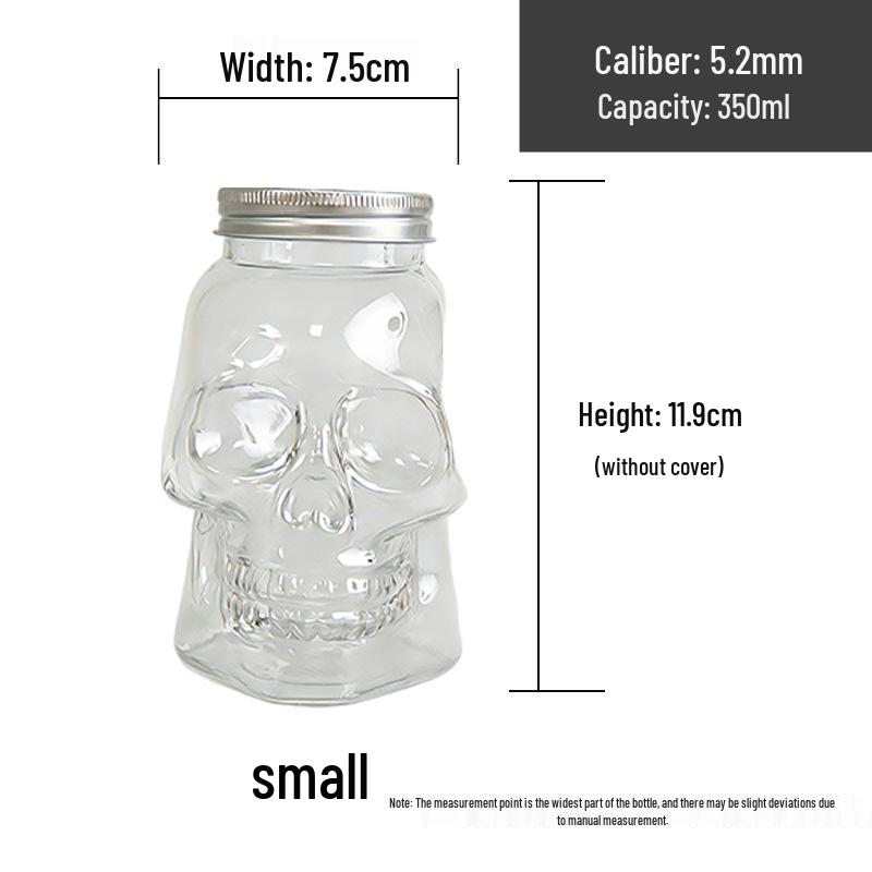 Schädel-förmige Plastikflasche mit Deckel für Saft, Milchtee oder Kaltgetränke – 350 ml, 500 ml und 800 ml