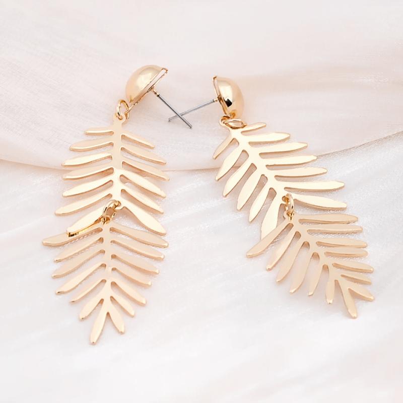 New Long Monstera Women's Hanging Earrings Flexible Leaf Pendants Female Dangle Earrings Exaggerated pendientes mujer