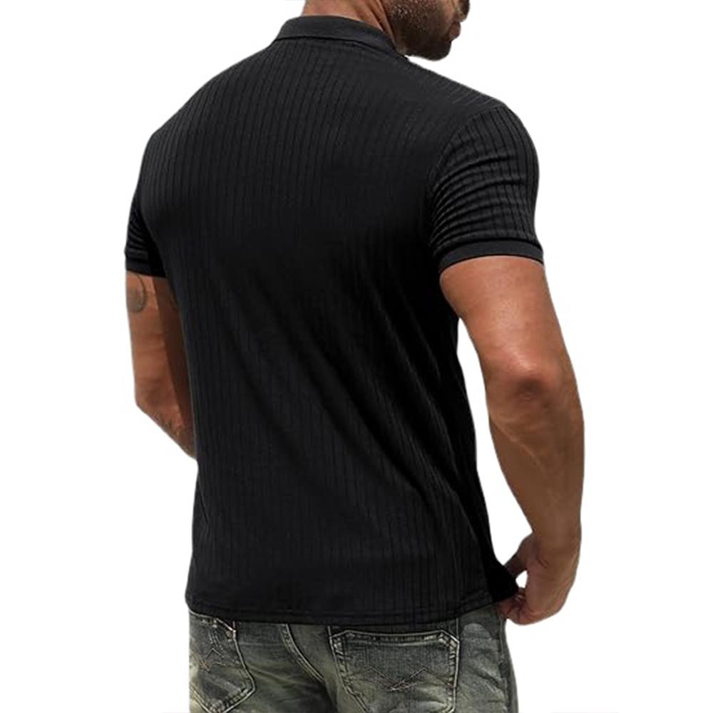 Cotton Men Casual T-Shirts Gym Summer Lapel Collar T-Shirt Short Sleeve Tops Tees Men Clothes Streetwear High Elastic