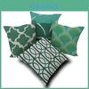 Luxurious Green Geometry Cotton Linen Pillow Case Cushion Pad For Bed Sofa Car Office Decor
