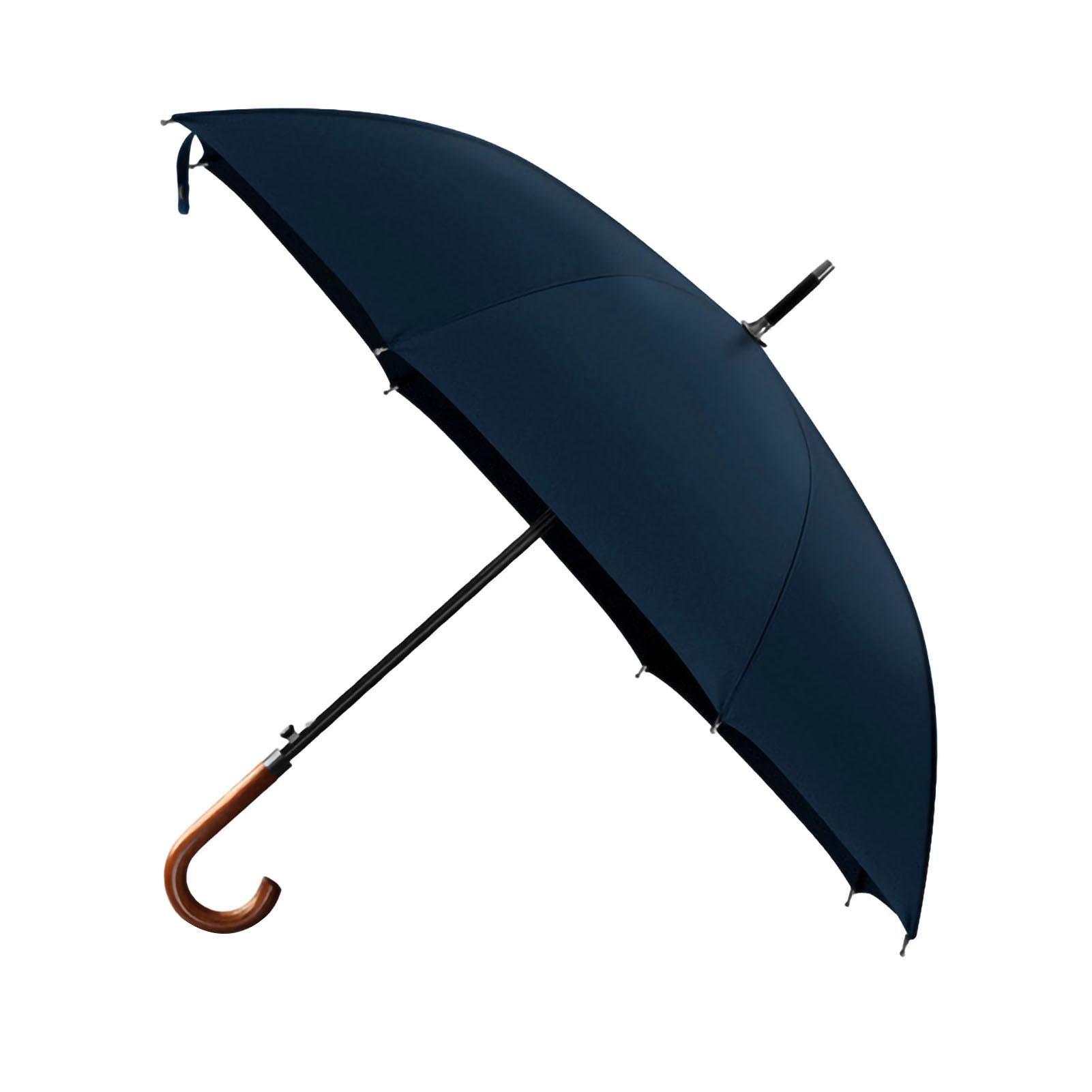 

Long Umbrella Long Wooden Handle Windproof Retro Style Water Resistant High Denstity Large Umbrella синий
