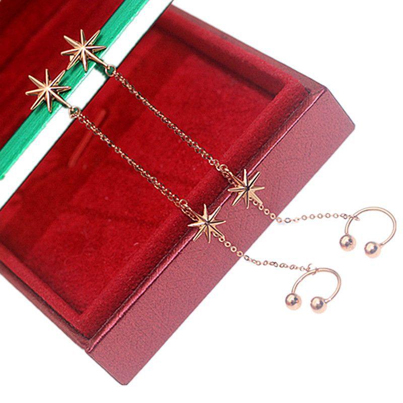 Color Gold Purple Gold Star Earrings Fashion Temperament Design Rose Gold Plated Earrings