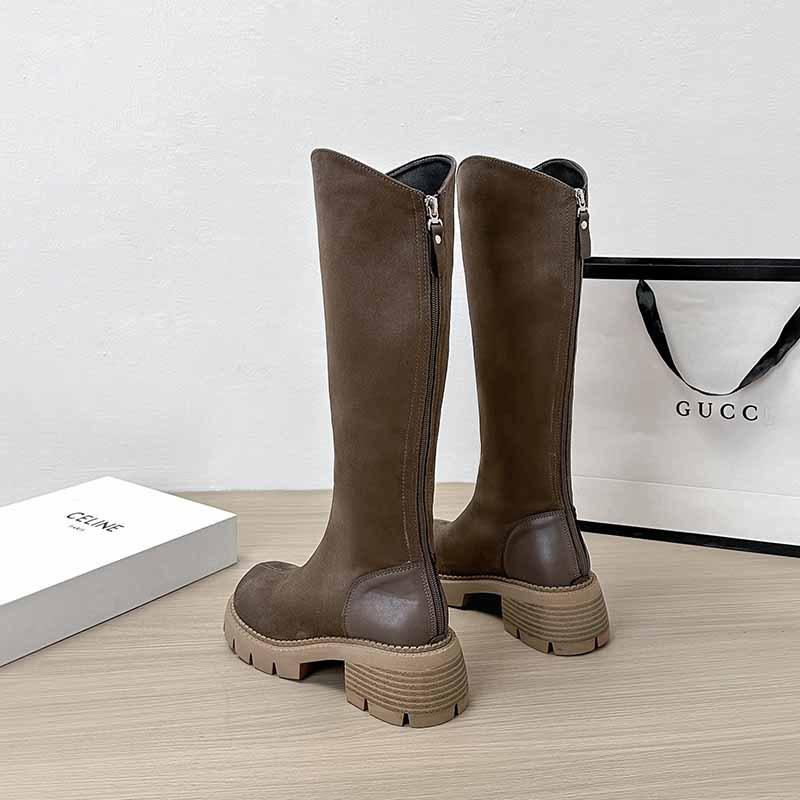 

Высокие сапоги U-образный толстый каблук толстая подошва бархатная ткань но колено широкая мм расширенная длинная труба подошва под дерево рыцарские сапоги 40