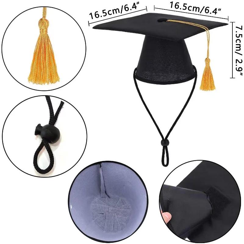Pet Graduation Caps Black Grad Hat with Yellow Tassel for Dogs Pet Graduation Costume Puppy Dog Cat Holiday Costume Accessories