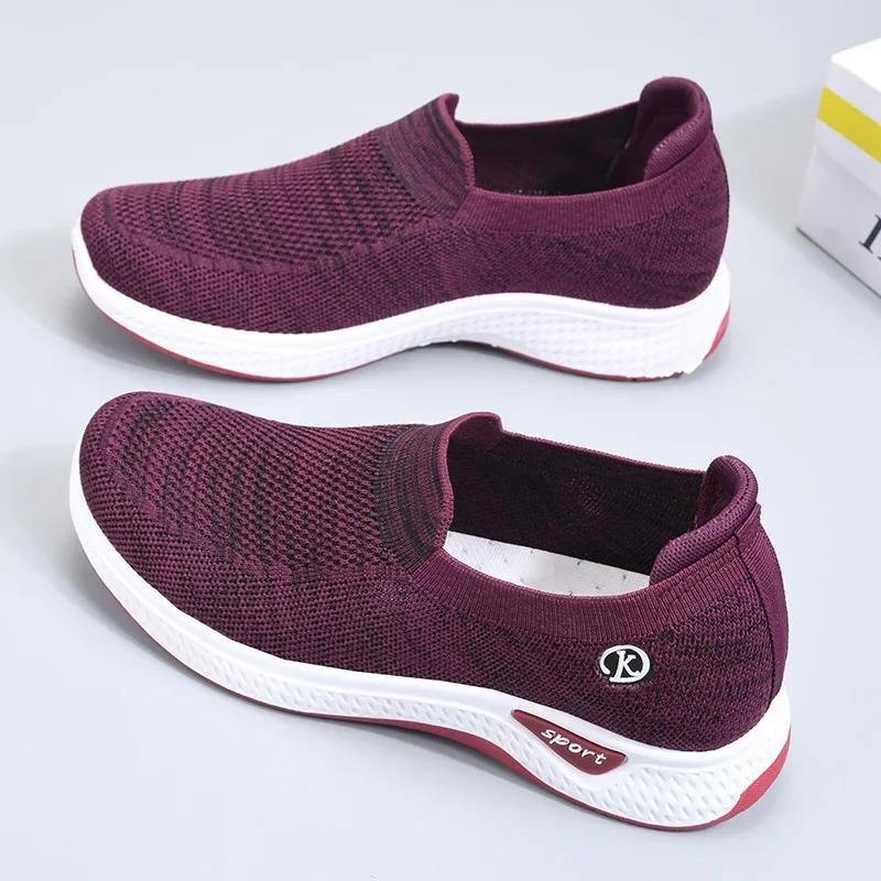 Fashion Women Vulcanized Shoes Slip on Flats Shoes Female Autumn Loafers Walking Shoes Ladies Casual Mesh Breathable Sneakers Footwears