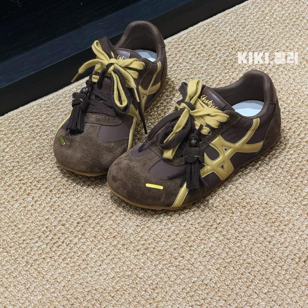 Kožené boty Forrest Gump dámské 2025 podzim nové kulatá špička silná podrážka barevně sladěné protiskluzové pohodlné ležérní sportovní plátěnky trendy