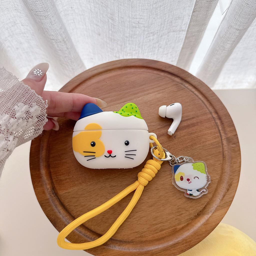 Sevimli küçük tuhaf kedi AirPods Pro1 Apple Bluetooth kulaklık kılıfı 1. nesil çizgi film koruyucu kılıf pro1 için