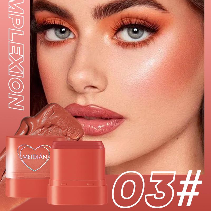 Meidian 6-Color Blush & Highlighter Stick: Long-lasting, Natural Nude Makeup.
