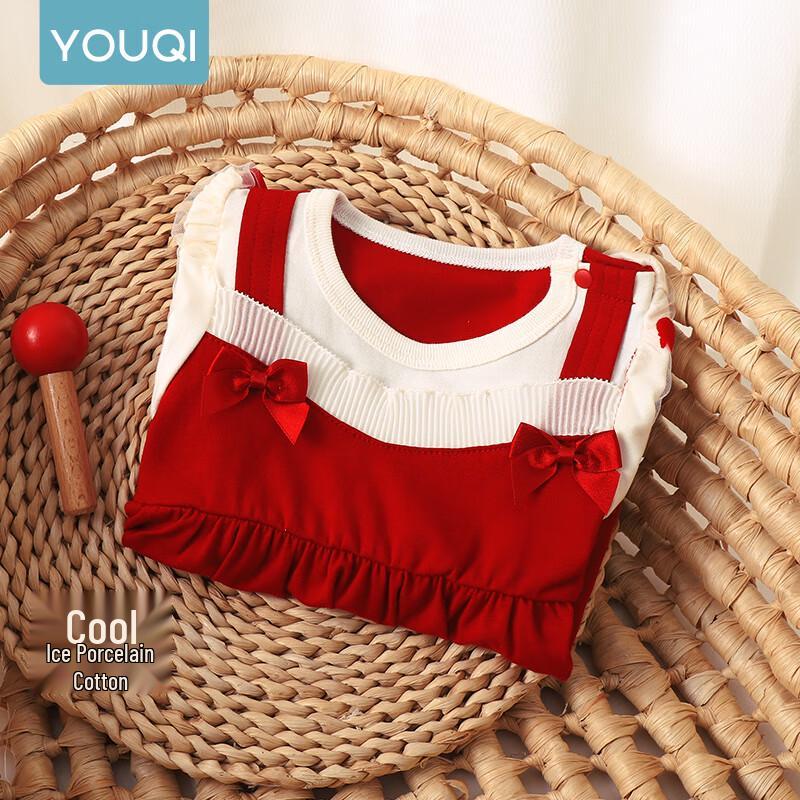 Youqi Baby Girl Summer Cotton Romper - Red Polka Dot