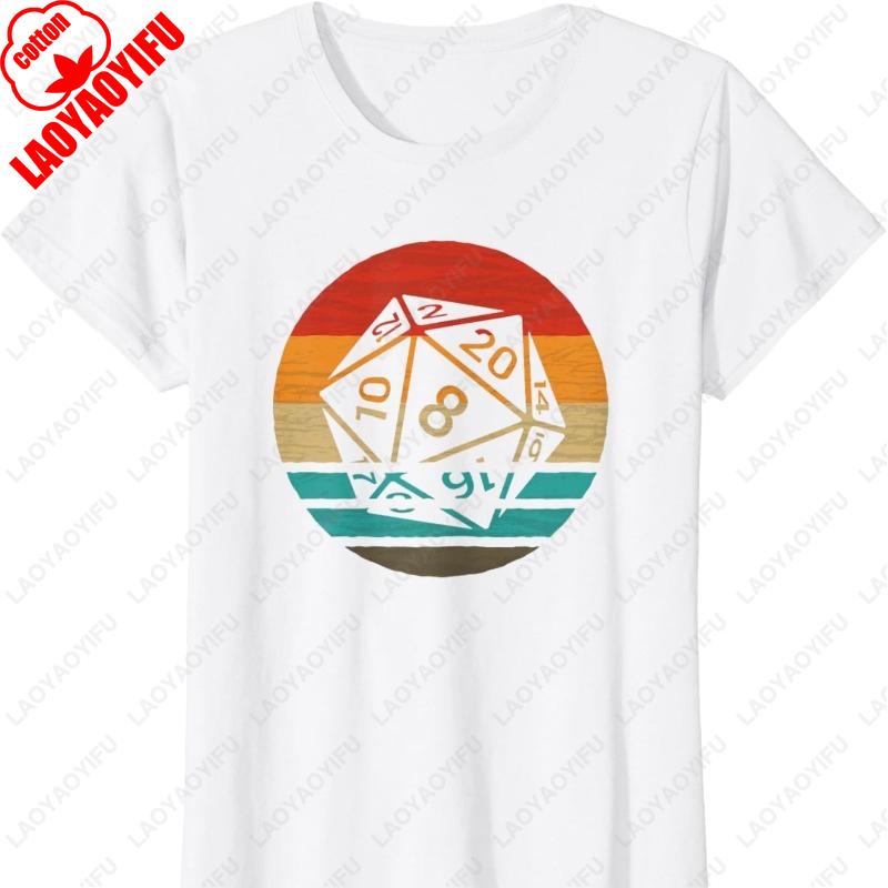 20 Sided Die Retro Style Vintage Unisex Adult Cotton TShirt Creative Trend Oneck Printed Tops Men Clothing Classics Camisetas