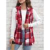 YYFS Women's Fashion Casual Plaid Print Autumn Winter Sleeveless POLO Neck Jackets & Coats