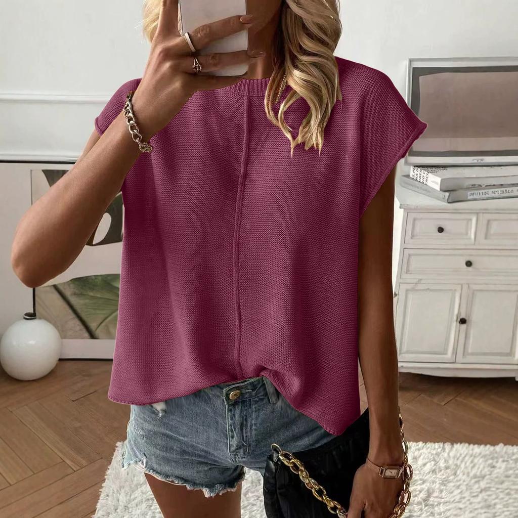 Women's Casual Knit Top Loose Fit Relaxed Versatile Flattering Sweater for Everyday Wear