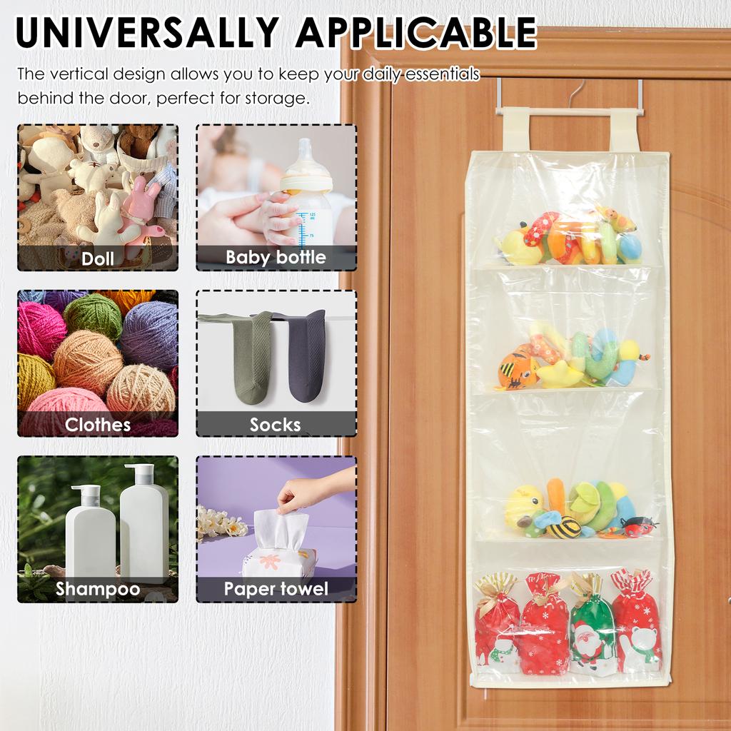 Wall Mounted Hanging Yarn Storage Bag Knitting Organizer with 4 Compartment Large Capacity Hanging Yarn Holder for Household