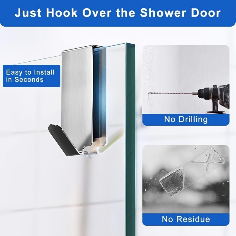 1pc/2pcs Shower Door Hooks Casual Style Easy Install Door Mount Hangers for Bathroom Glass Doors No-Drill Adhesive
