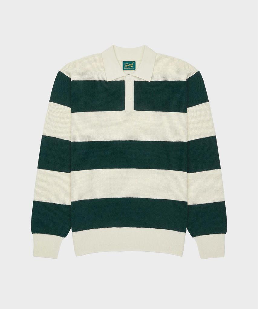 Yaichi Striped Merino Wool Waffle Rugby - Sycamore