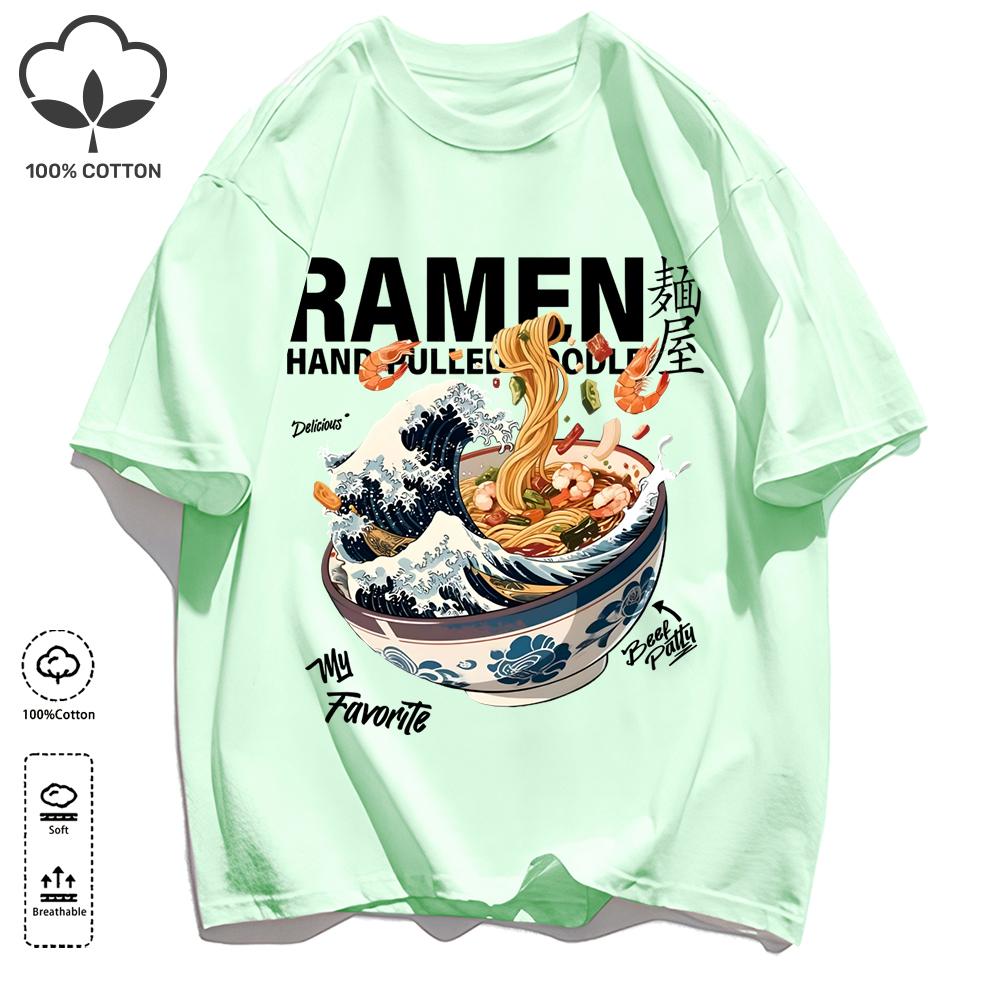 A Bowl Of Rich Lamian Noodles Design Unisexs Retro T Shirts Basics Simple TShirts Fashion Cotton Summer Clothing Unisex Loose Tee