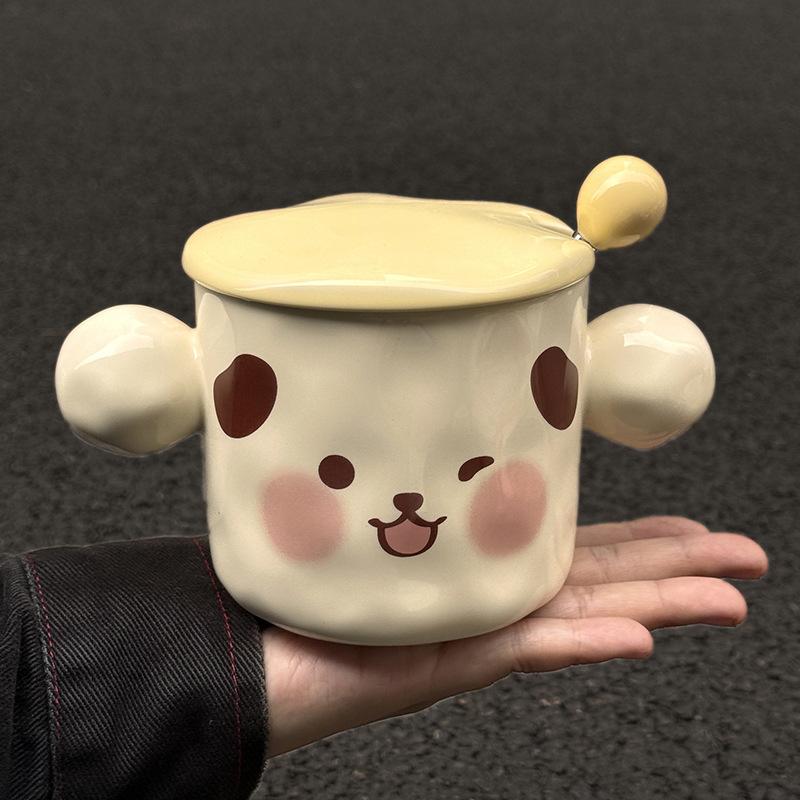 Milk fufu puppy ceramic mug with lid, birthday gift for girls, practical gift for girlfriends, cup souvenir gift box