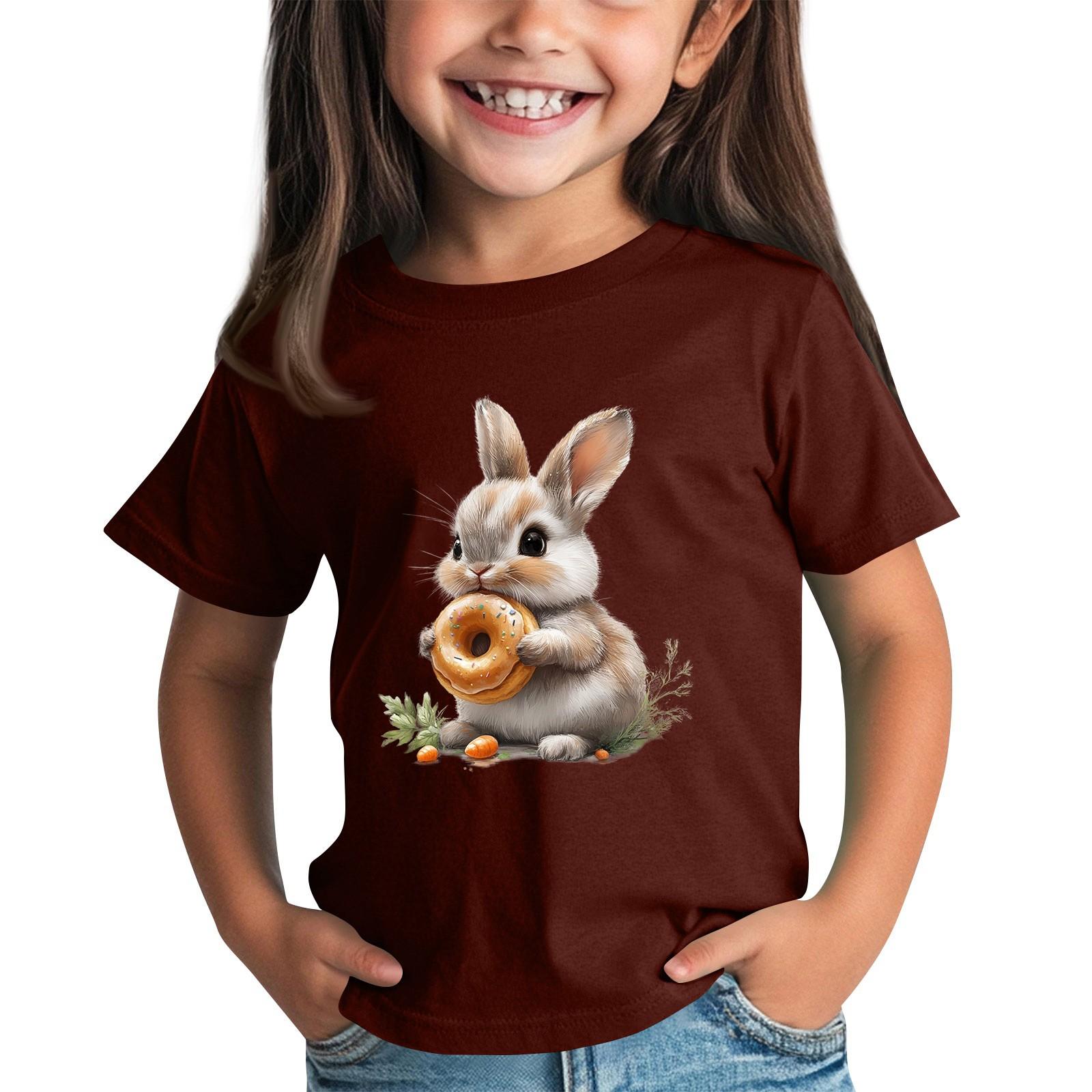 

Детская футболка с коротким рукавом и принтом животных, повседневный топ 120 винный