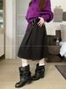 Korean Style High Waist Woolen A-line Midi Skirt - Women's Versatile Autumn/Winter Slimming Casual Skirt