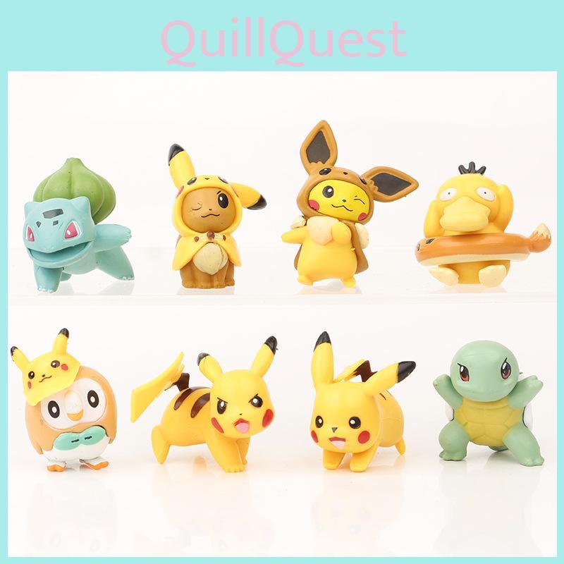 Adorable Pikachu Figurine Collection Pvc 8 Variants With Detachable Swim Ring Psyduck