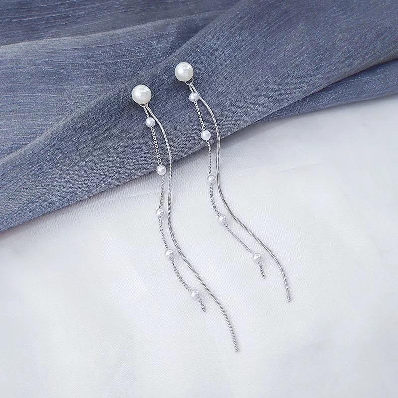 Vintage Glossy Arc Bar Long Tassel Drop Earrings for Women Gold Color Geometric Jewelry Luxury Hanging Pendientes
