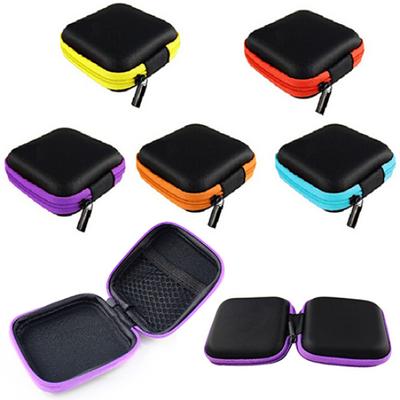 Square Pocket Hard Case Storage Bag for Headphone Earphone Earbuds TF SD Card