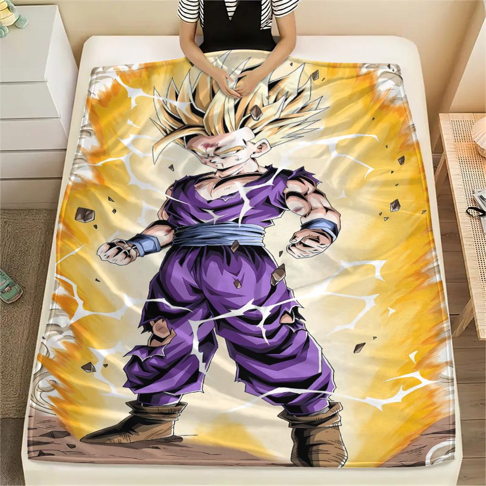 Dragon Ball Charaktere Druck Flanelldecke, Hohe Qualität, Bequem für Alle Jahreszeiten, Heimdekoration, Wärme und Komfort, Perfekt für Weihnachtsgeschenke